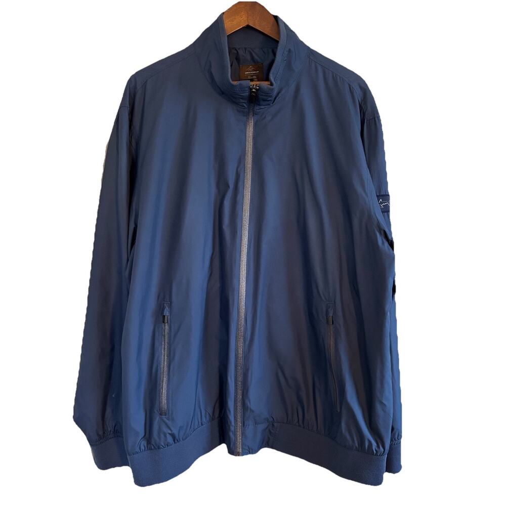 Greg Norman for Tasso Elba Bomber Windbreaker Jacket Navy Blue Men’s XXL Golf